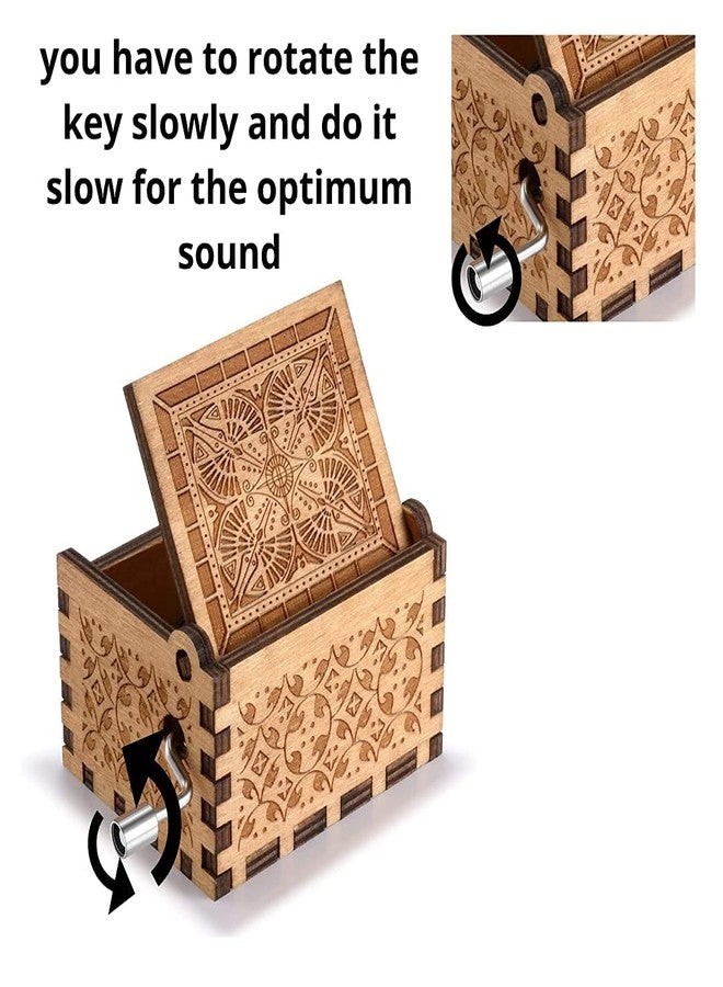 FUSKED Happy Birthday Music Box Hand Crank Musical Box Carved Wooden Music Boxes Mini(1 Piece) - Image 3